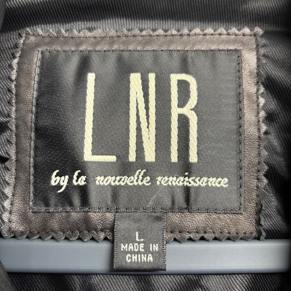 VTG 90s Minimalist Retro Black Leather Jacket L 3 Button LNR - Picture 2 of 7